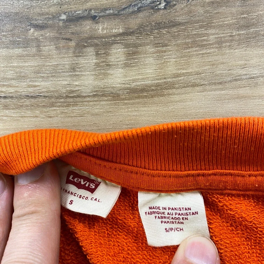 Levis Sweatshirt Mens Small Streetwear Minimalist French Terry Orange Classic